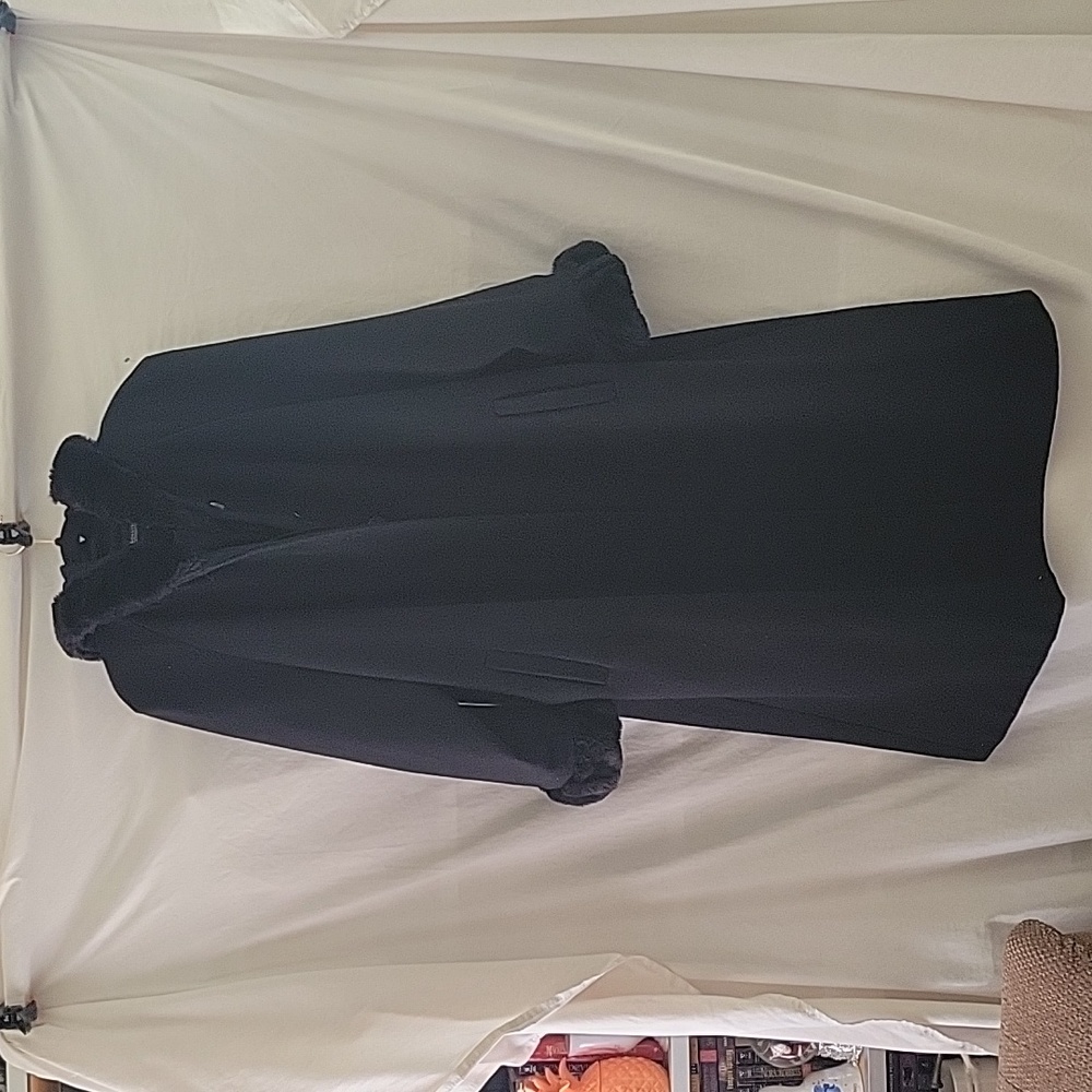 Full length wool coat with hoodie